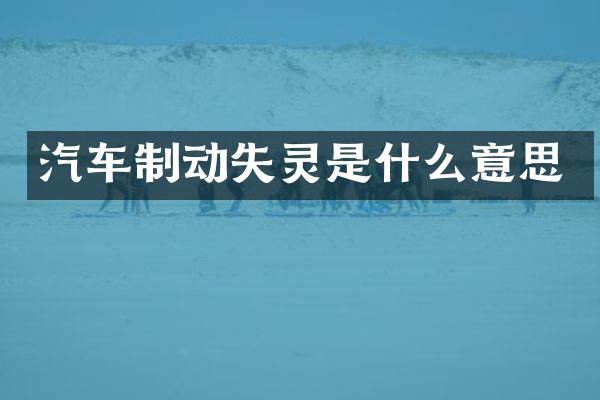 汽车制动失灵是什么意思
