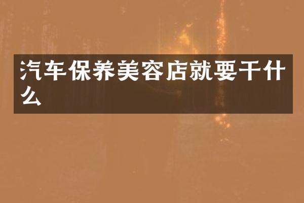 汽车保养美容店就要干什么
