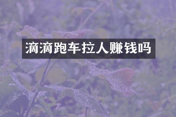 滴滴跑车拉人赚钱吗