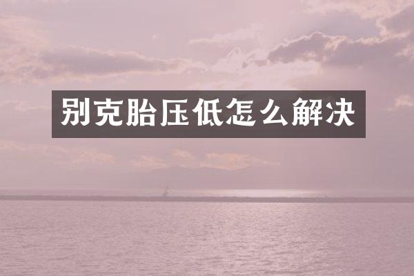别克胎压低怎么解决