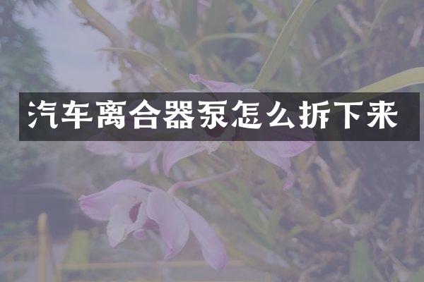 汽车离合器泵怎么拆下来