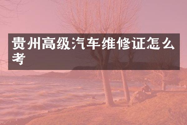 贵州高级汽车维修证怎么考