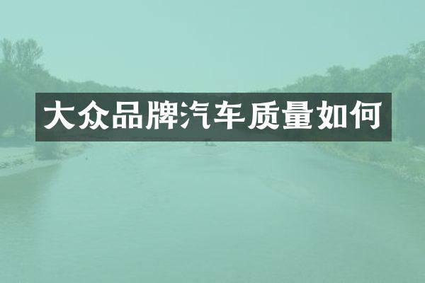 大众品牌汽车质量如何