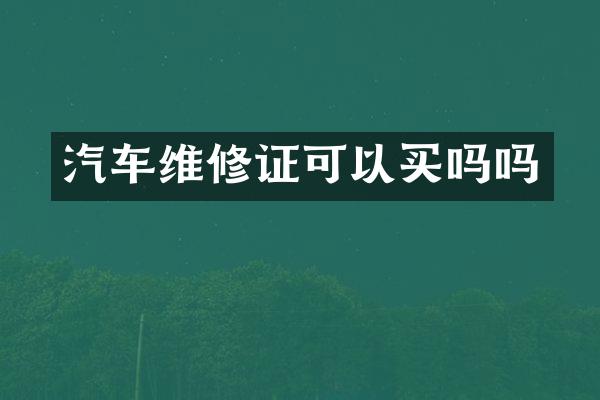 汽车维修证可以买吗吗