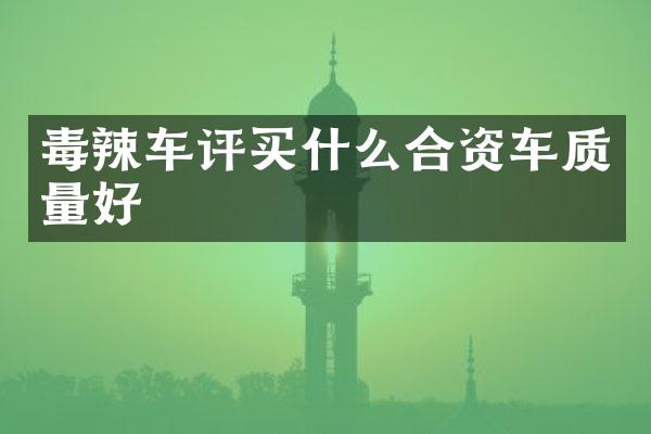 毒辣车评合资车质量好