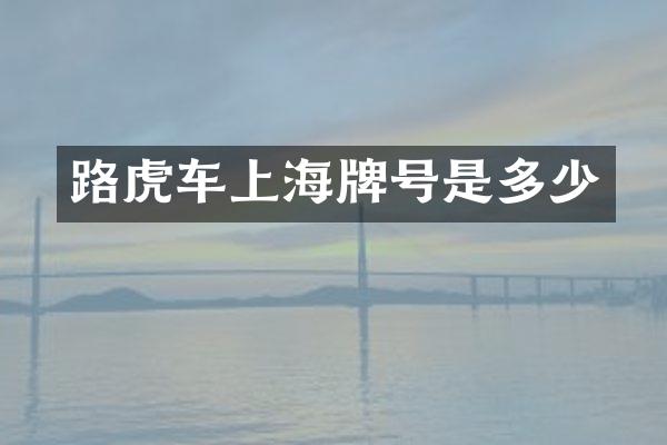 路虎车上海牌号是多少