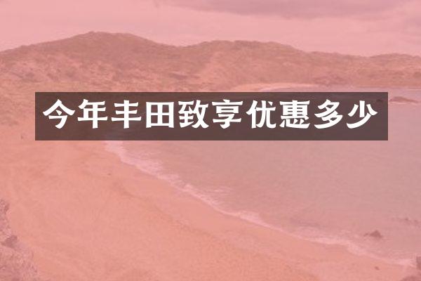 今年丰田致享优惠多少