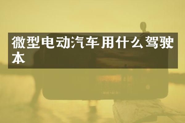 微型电动汽车用什么驾驶本