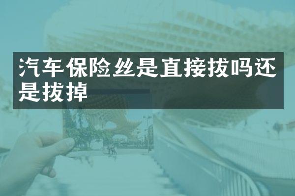 汽车保险丝是直接拔吗还是拔掉