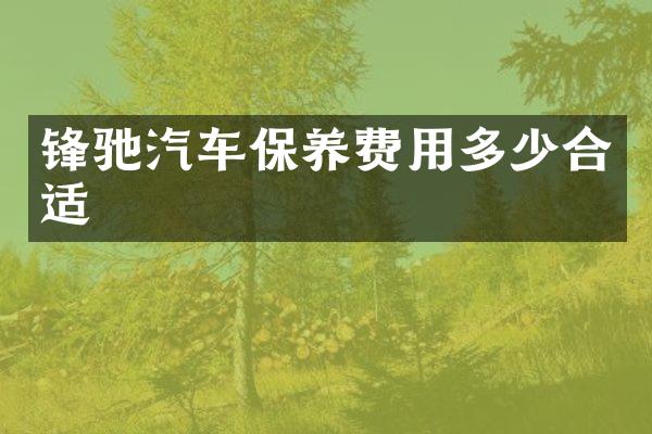 锋驰汽车保养费用多少合适