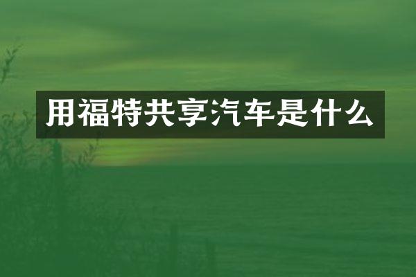 用福特共享汽车是什么