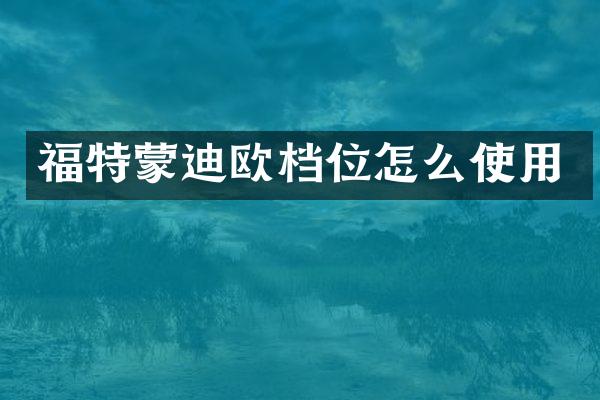 福特蒙迪欧档位怎么使用
