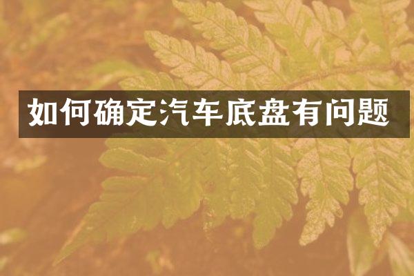 如何确定汽车底盘有问题