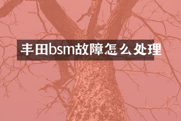 丰田bsm故障怎么处理