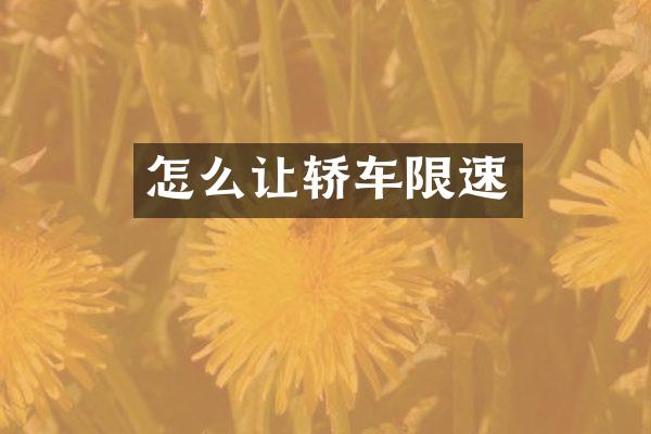 怎么让轿车限速