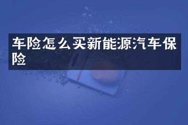 车险怎么买新能源汽车保险