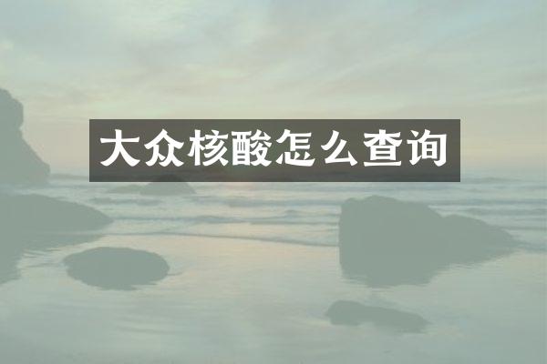 大众核酸怎么查询