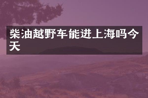 柴油越野车能进上海吗今天