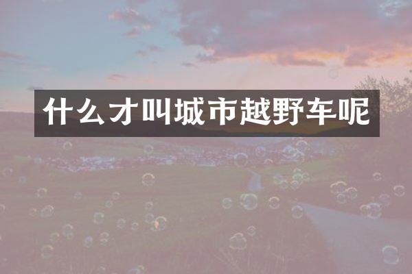 什么才叫城市越野车呢