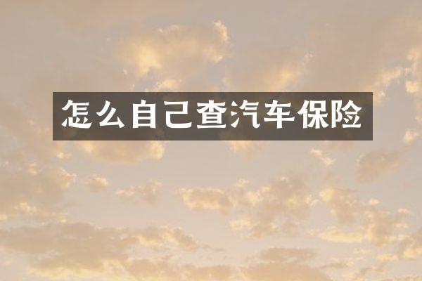 怎么自己查汽车保险