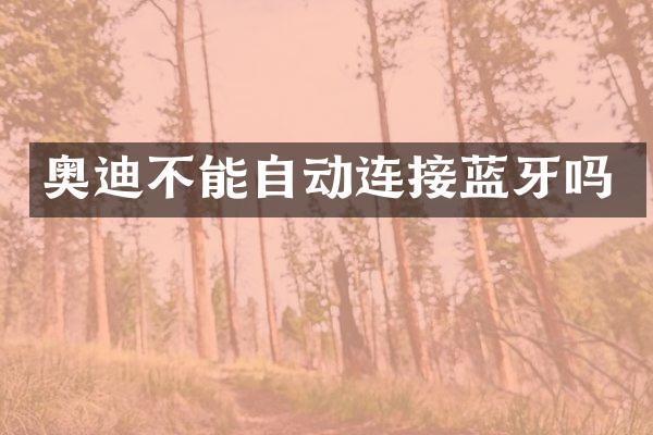 奥迪不能自动连接蓝牙吗