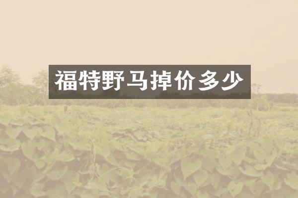 福特野马掉价多少