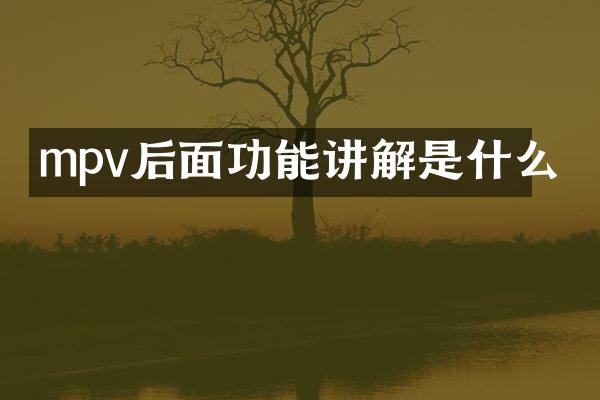 mpv后面功能讲解是什么