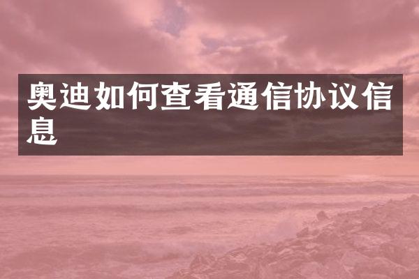 奥迪如何查看通信协议信息