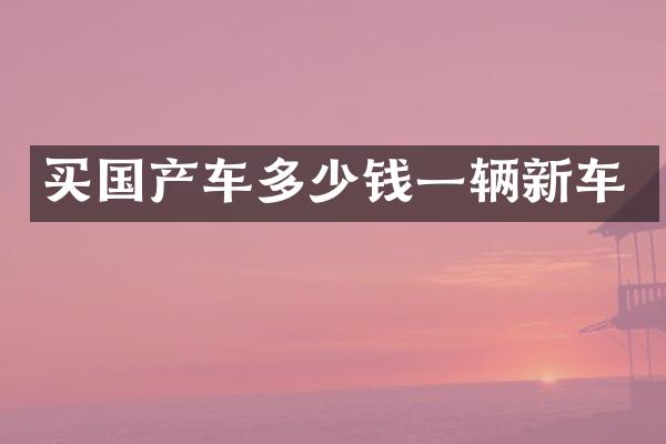 买国产车多少钱一辆新车