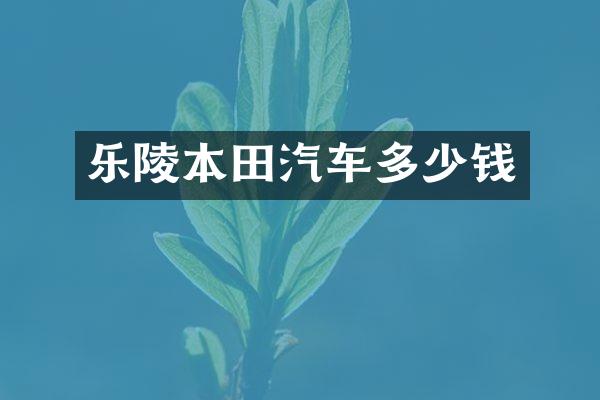 乐陵本田汽车多少钱