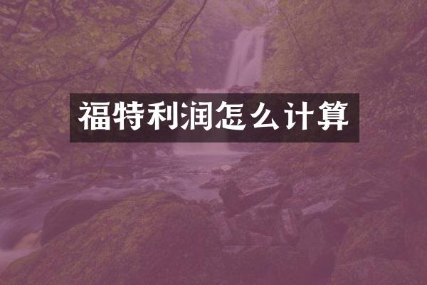 福特利润怎么计算
