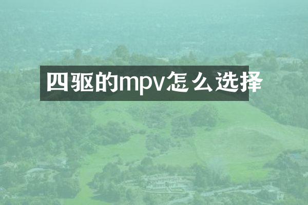 四驱的mpv怎么选择