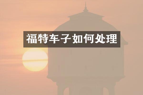 福特车子如何处理