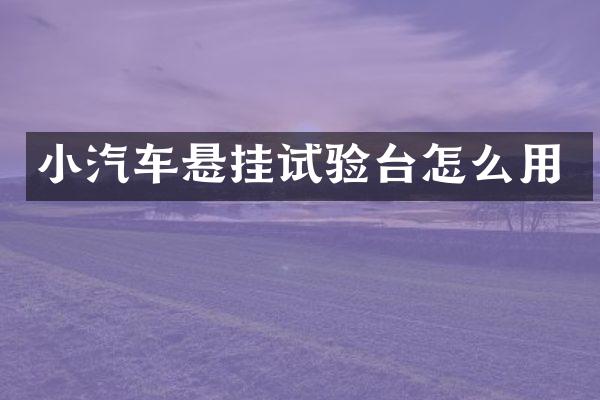 小汽车悬挂试验台怎么用