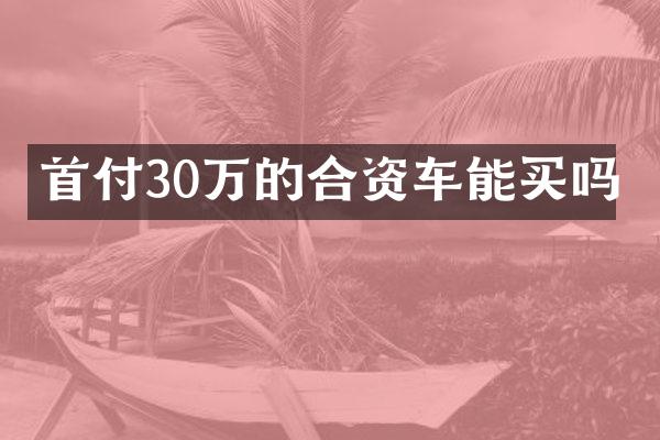 首付30万的合资车能买吗