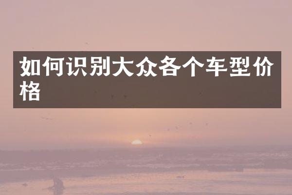 如何识别大众各个车型价格