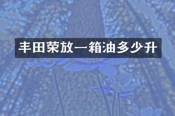丰田荣放一箱油多少升