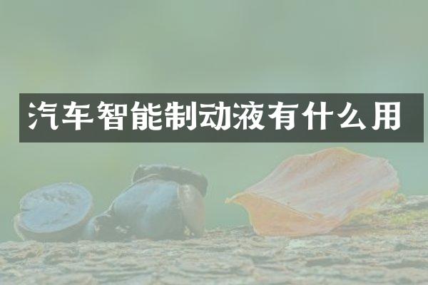 汽车智能制动液有什么用