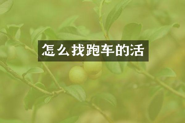 怎么找跑车的活