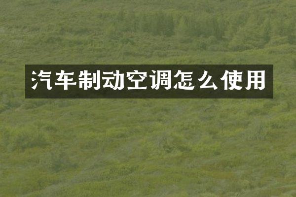 汽车制动空调怎么使用