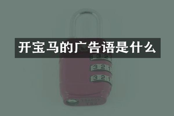开宝马的广告语是什么