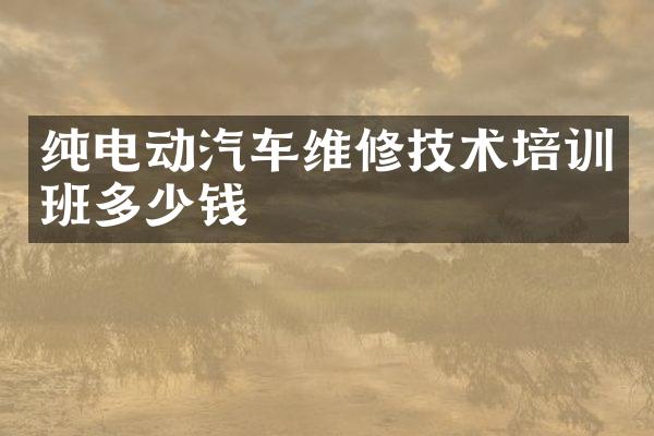 纯电动汽车维修技术培训班多少钱