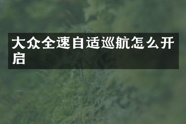 大众全速自适巡航怎么开启