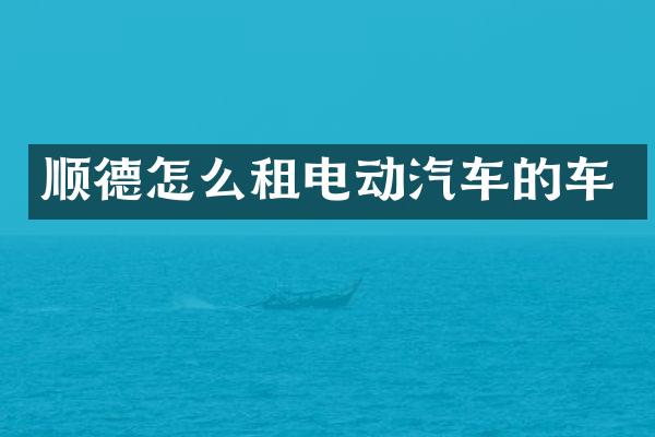 顺德怎么租电动汽车的车