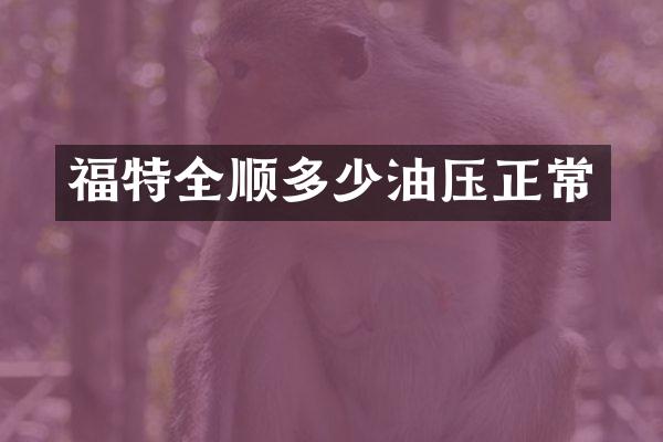 福特全顺多少油压正常