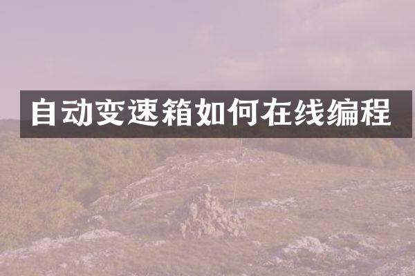 自动变速箱如何在线编程