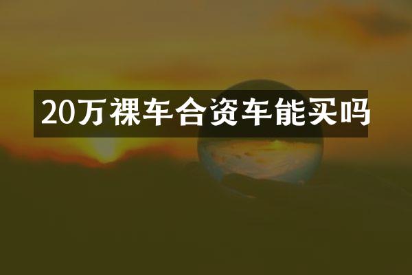 20万裸车合资车能买吗