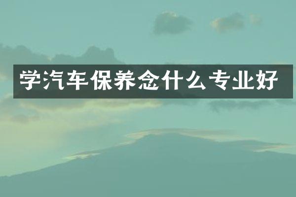 学汽车保养念什么专业好