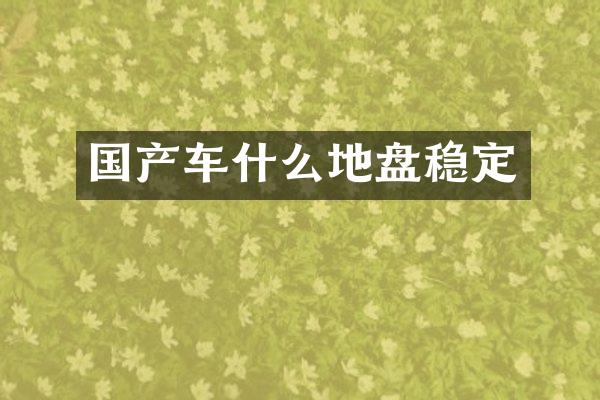 国产车什么地盘稳定