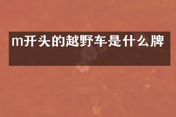 m开头的越野车是什么牌子